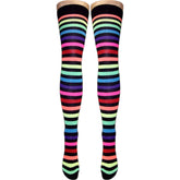 Silver Legs Striped Over Knee Cotton Socks (Made In Italy)